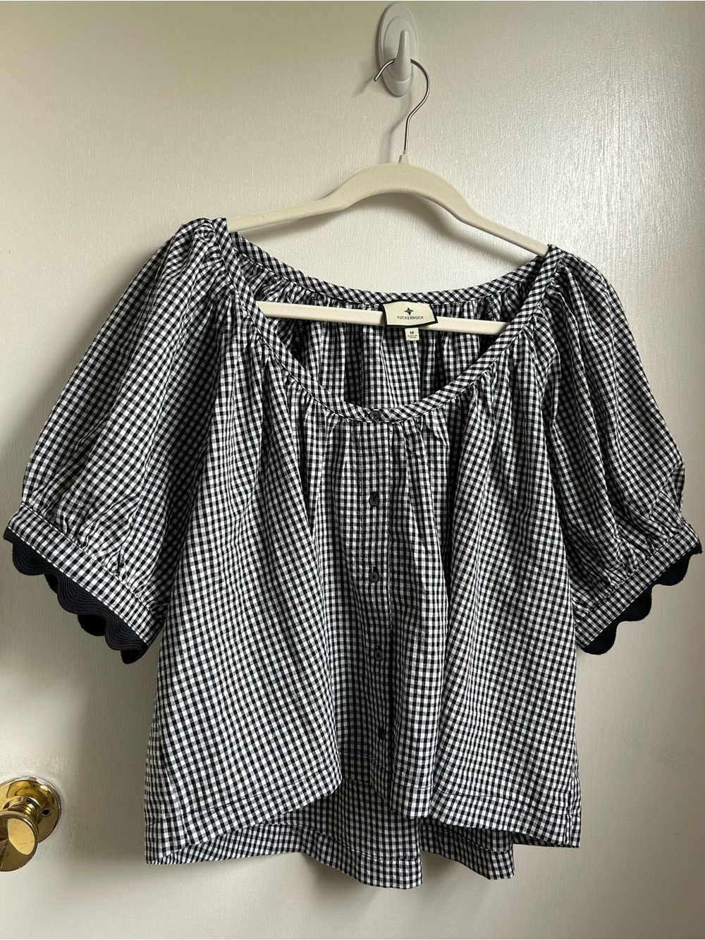 Black Gingham Ric Rac Tully Top - Picture 2 of 5